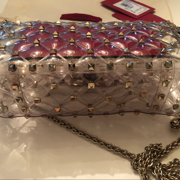 Valentino clear rockstud small size bag with chain - Picture 8 of 15